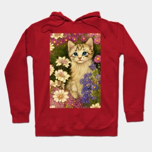 Kitten between flowers Hoodie